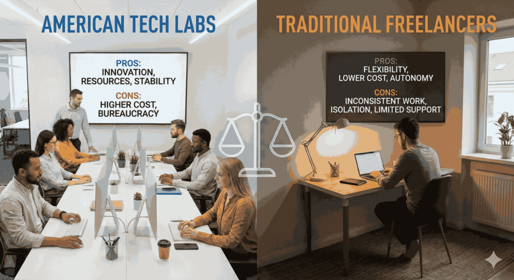 American Tech Labs vs. Traditional Freelancers The Pros and Cons.